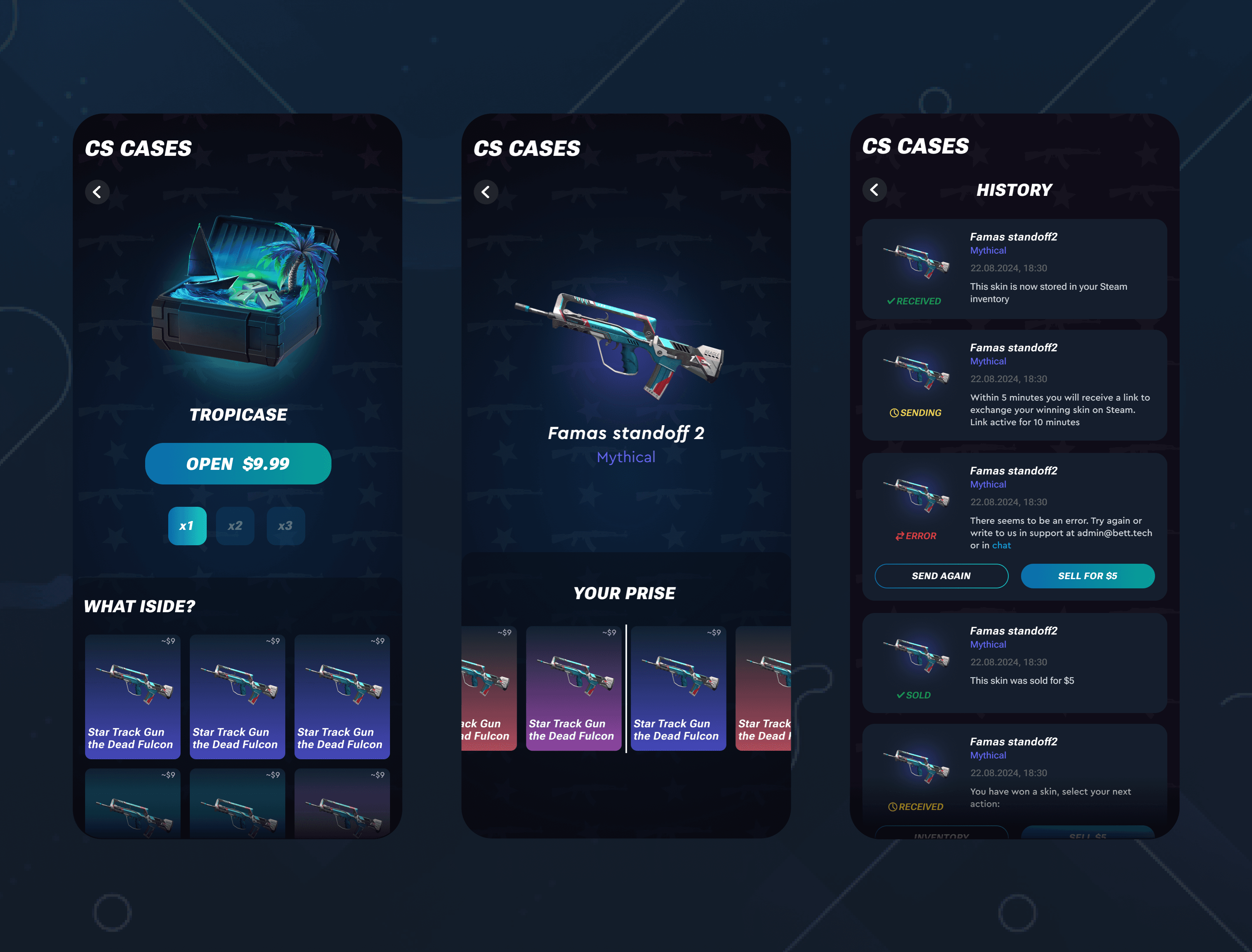 CS Cases lootbox product concept and user flow